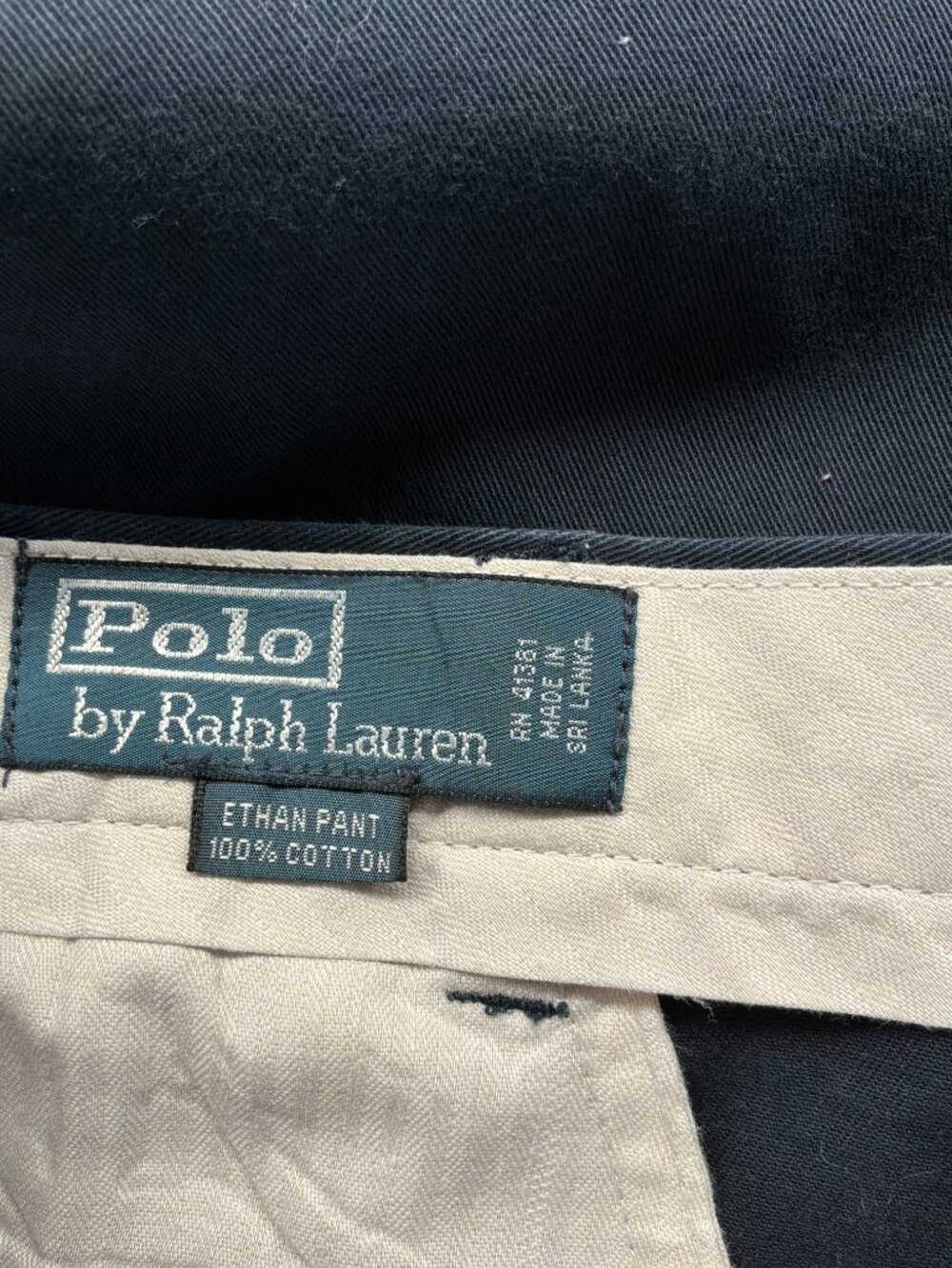 Polo Ralph Lauren Men's Ethan Pants Navy pleated 100% cotton. size 40/32 - Picture 7 of 9